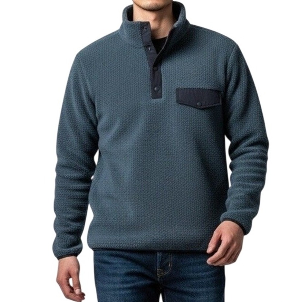 Magaschoni Faux Sherpa‎ Fleece Pullover Mens XL New Gorpcore Outdoors Blue